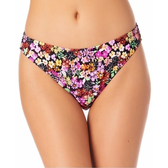 CALIFORNIA WAVES Trendy Size Ditsy-Print Side-Tab Bikini Bottoms, floral multi L - Picture 1 of 8